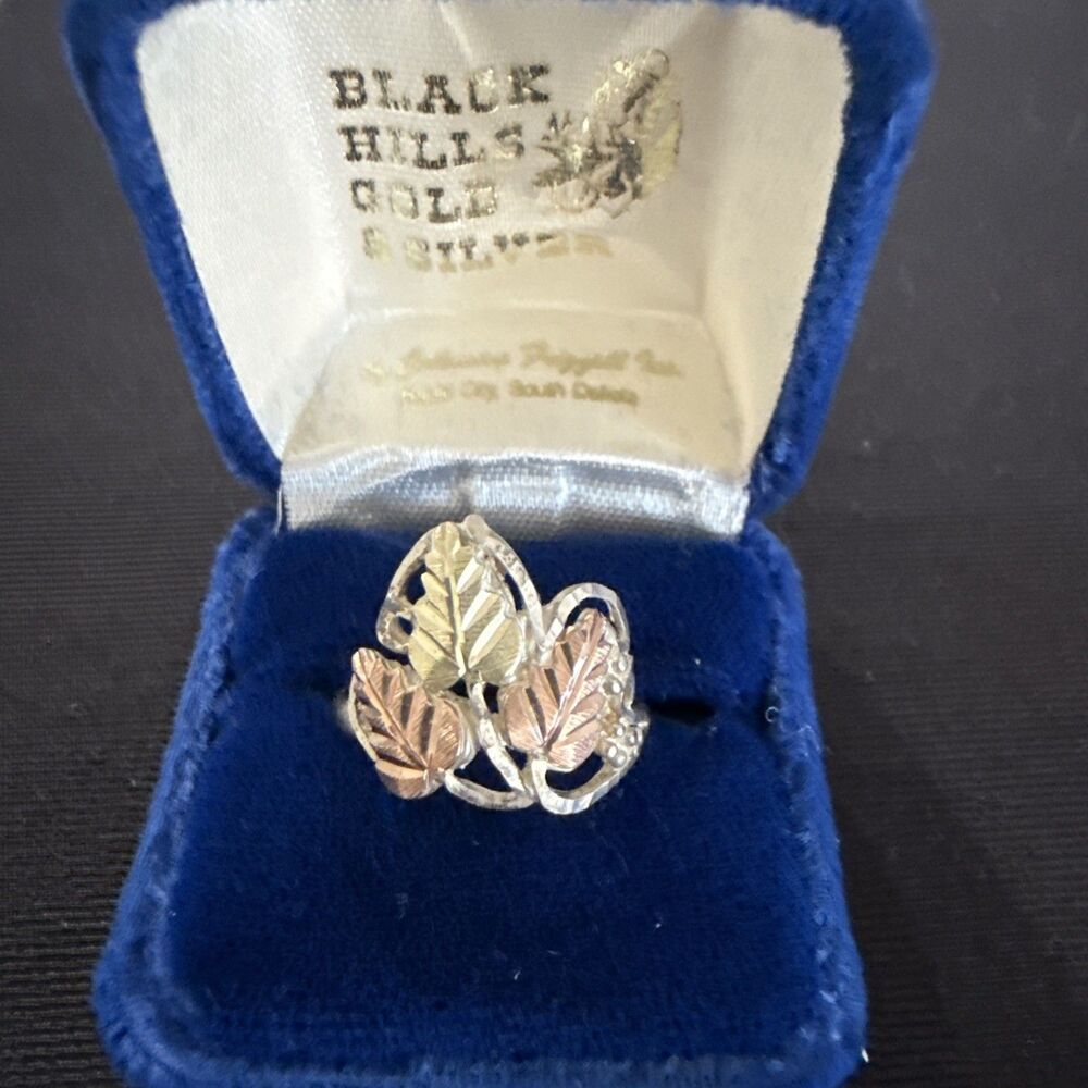 NOS VTG Black Hills Gold Ring TriColor Sterling Silver Sz 10 Coleman Co 3.52g